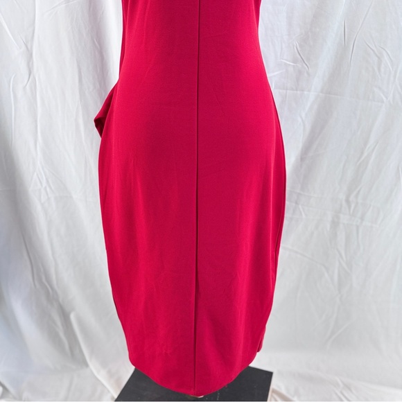Almost Famous Red Dress Size Large Bodycon Asymmetrical Hem Ruffle NWT Valentine - Picture 10 of 16